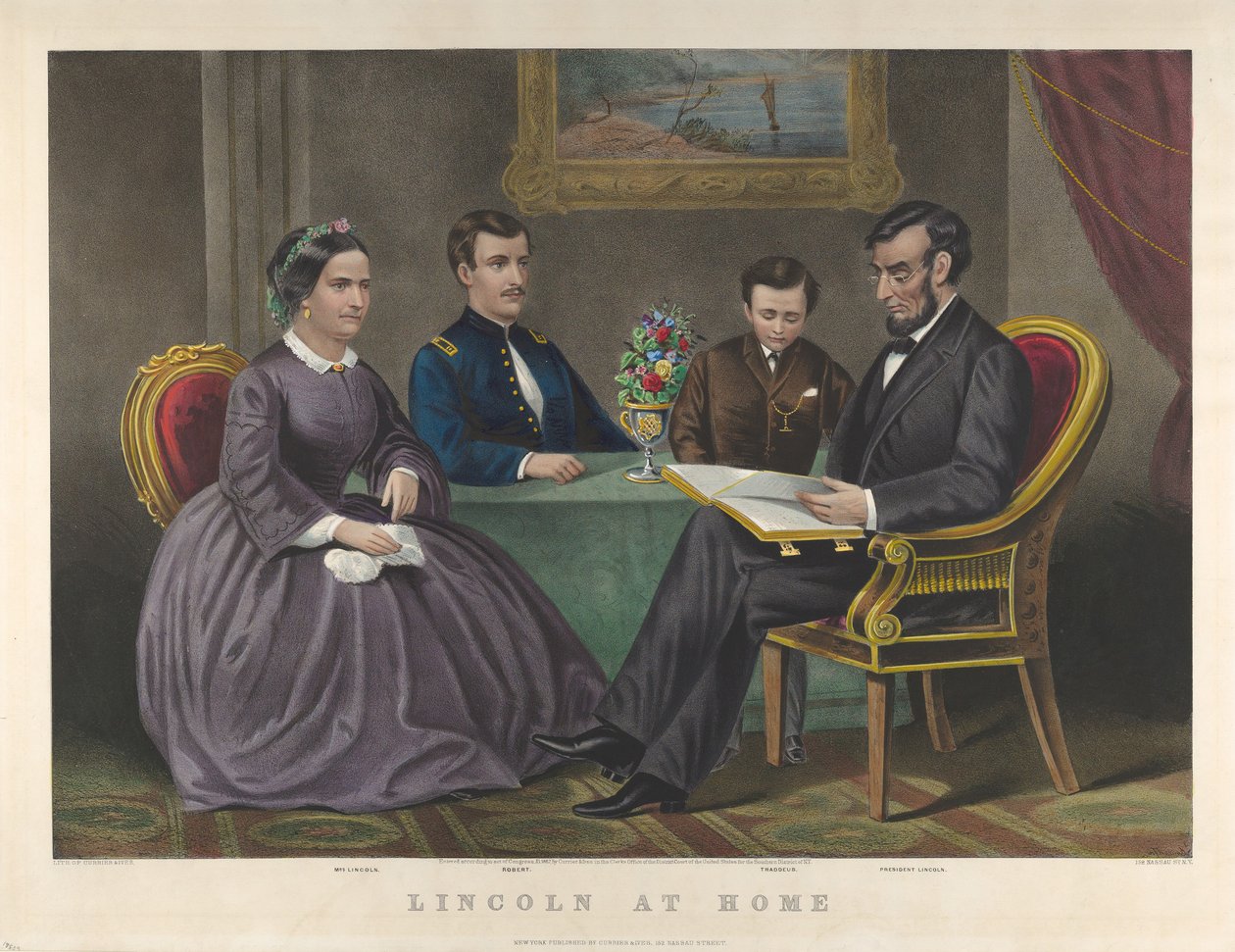 リンカーンアットホーム、1867年 作： ナサニエル・キュリア