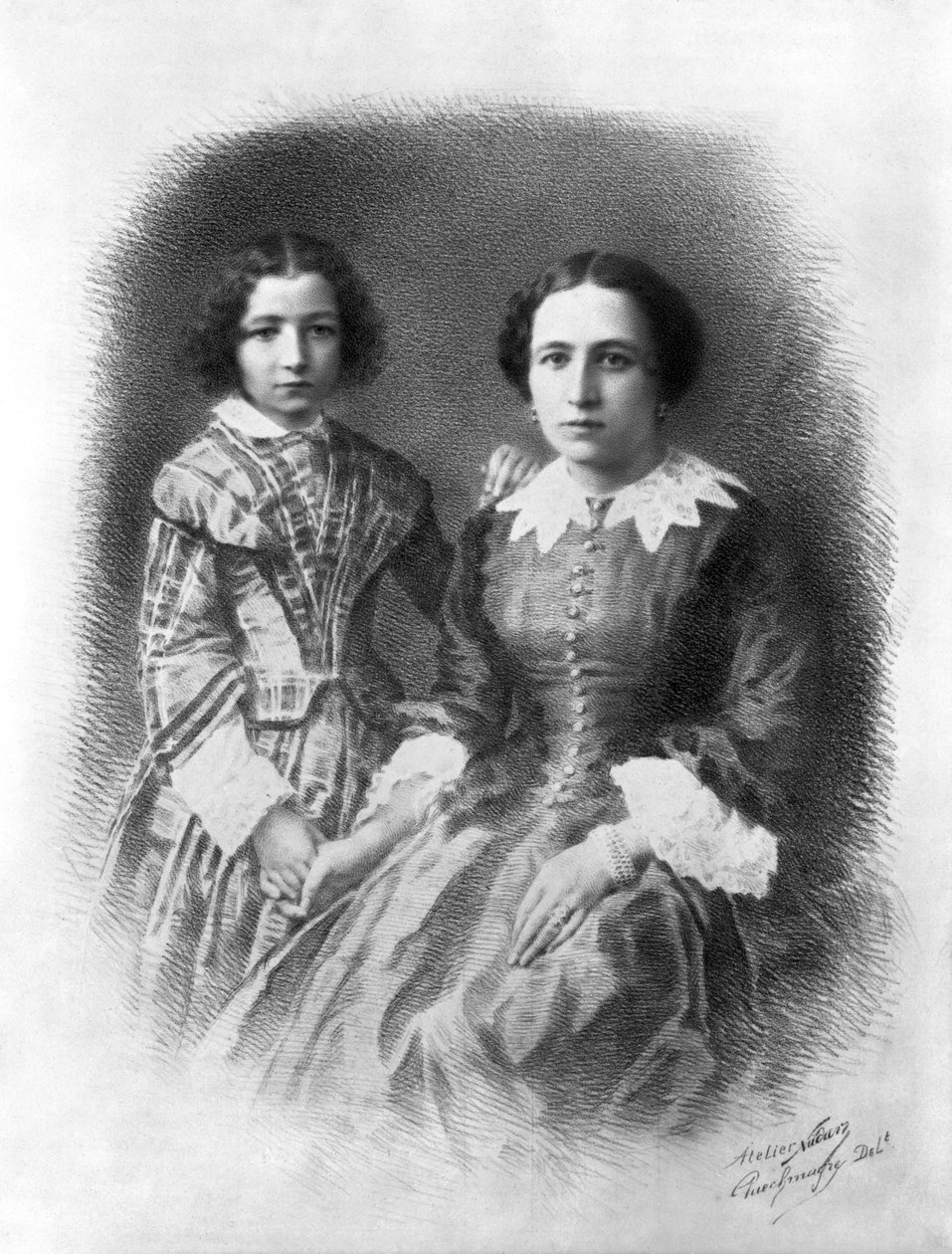 サラ・ベルナールと彼女の母親（1844-1923） 作： ナダール