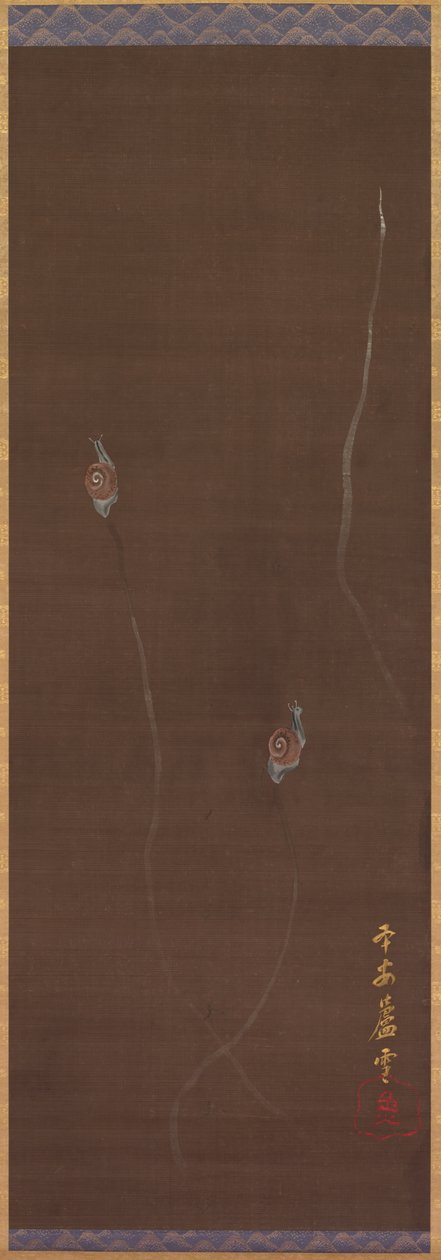壁の上のカタツムリ、1700年代。 作： 長沢ロゼツ
