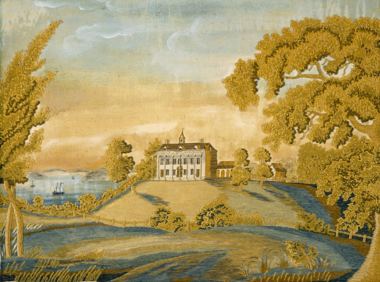 マウントバーノンのビュー、c。 1805-1810（シルクと水彩） 作： ナンシー・エリス・ブリュースター
