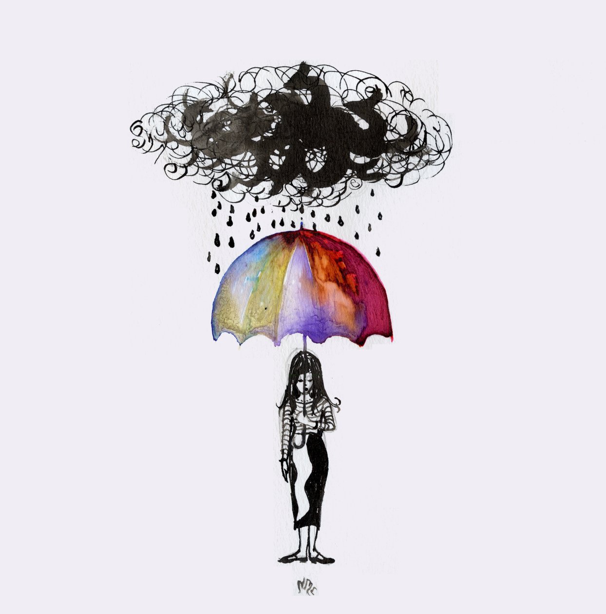Black Cloud、2017年（紙にインク） 作： ナンシーモニスチャラランブー