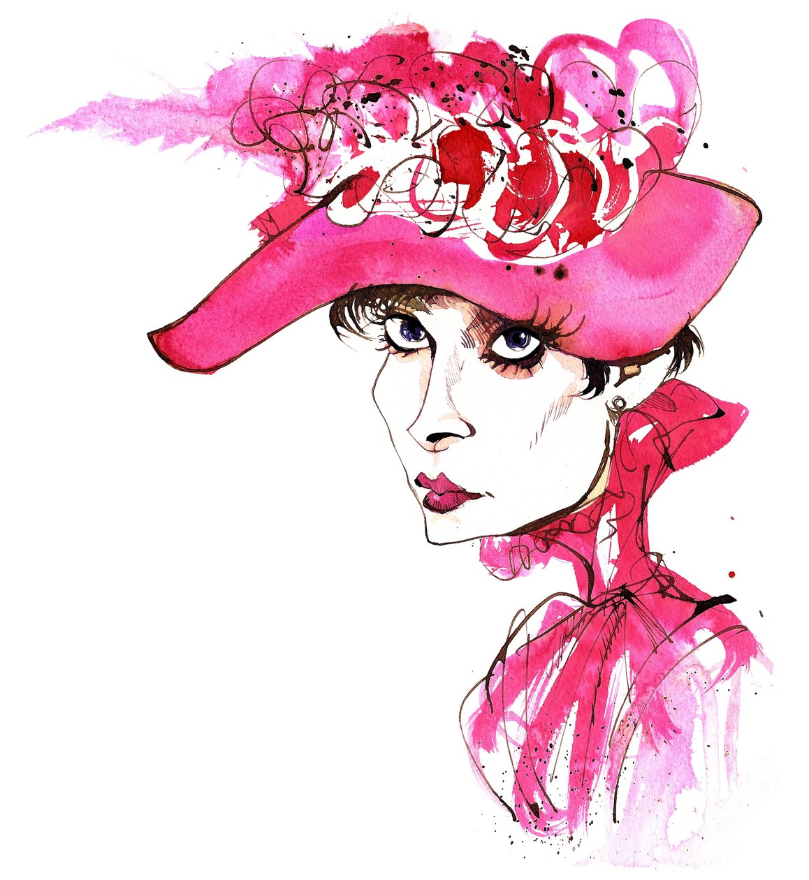 ベルギー生まれの女優、オードリーヘップバーン（1929-93）はエダヴァンヘムストラを生まれました。マイフェアレディのエリザドゥーリトル（ジョージキューカー監督の1964年の映画）の風刺漫画。似顔絵 作： ニール・オズボーン