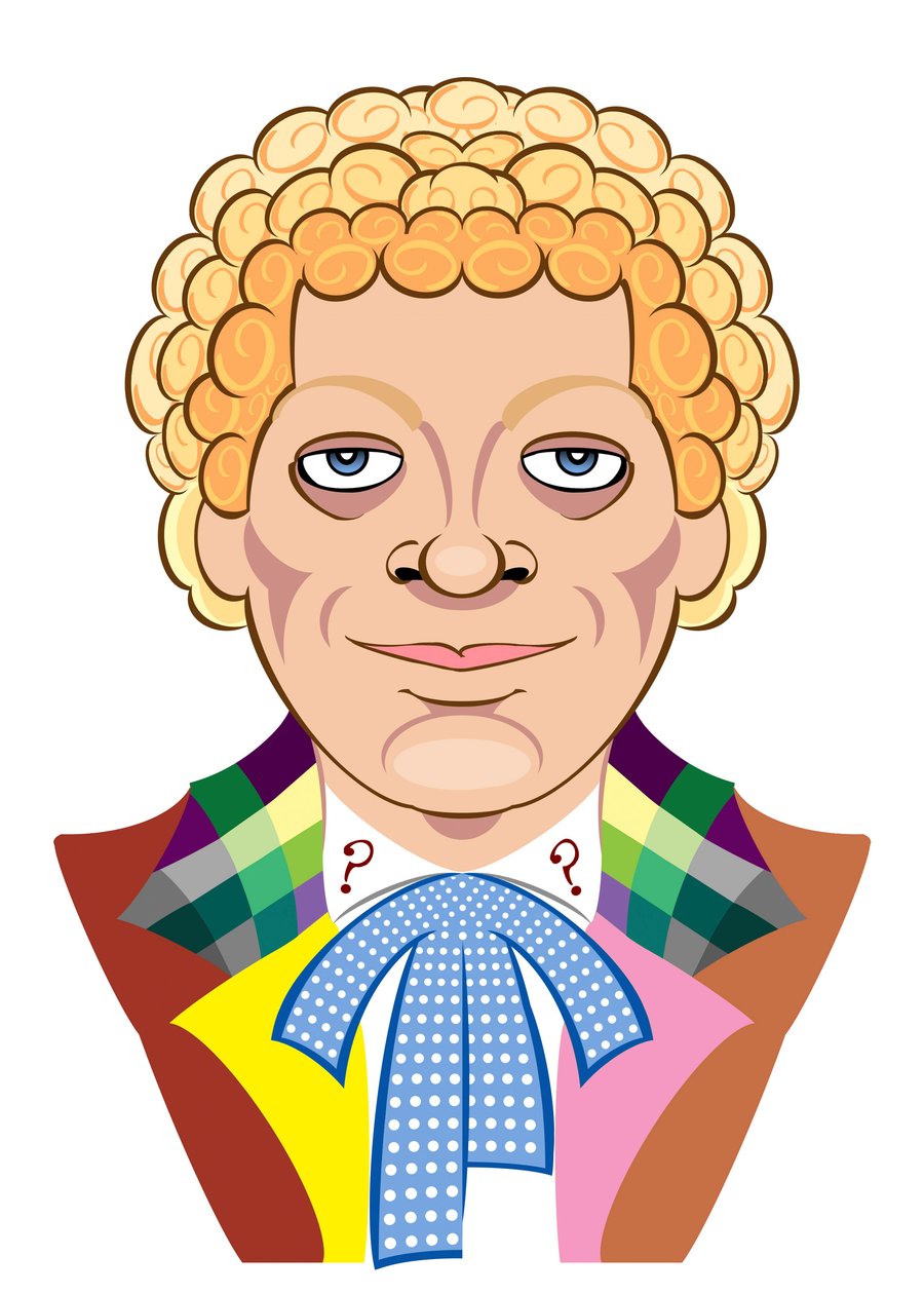 ドクター・フーとしてのコリン・ベイカー-似顔絵 作： ニール・オズボーン