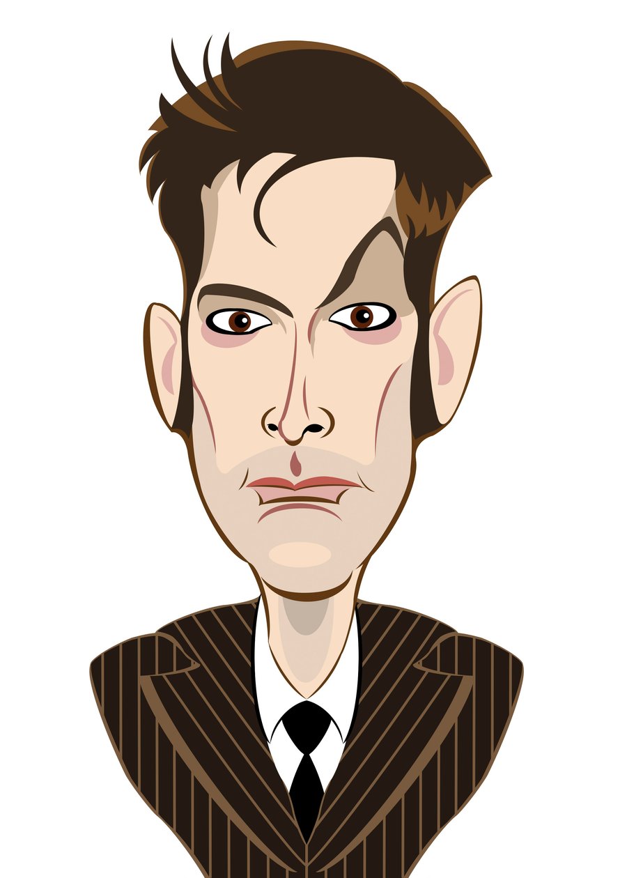 ドクター・フーとしてのデビッド・テナント-似顔絵 作： ニール・オズボーン