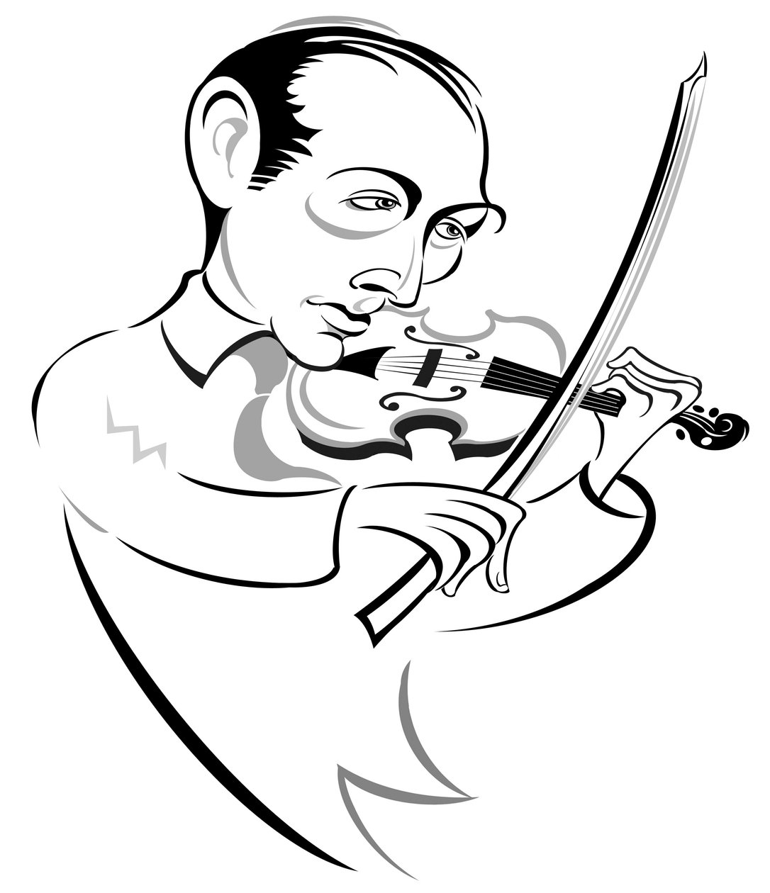 ジョセフ・シゲティ-ハンガリーのバイオリニスト（1892-1973）;様式化された似顔絵 作： ニール・オズボーン