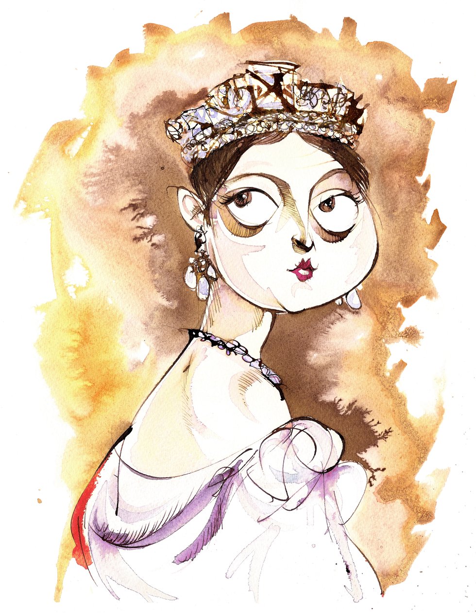 グレートブリテン英国君主のビクトリア女王（1819-1901）;似顔絵（1838年のThomas Sullyによる絵画の後） 作： ニール・オズボーン