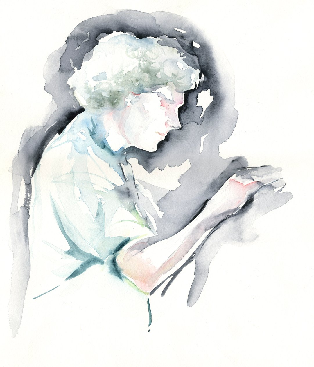 Simon Rattle-バーミンガムのシンフォニーホールにいる英国の指揮者の水彩画の肖像 作： ニール・オズボーン