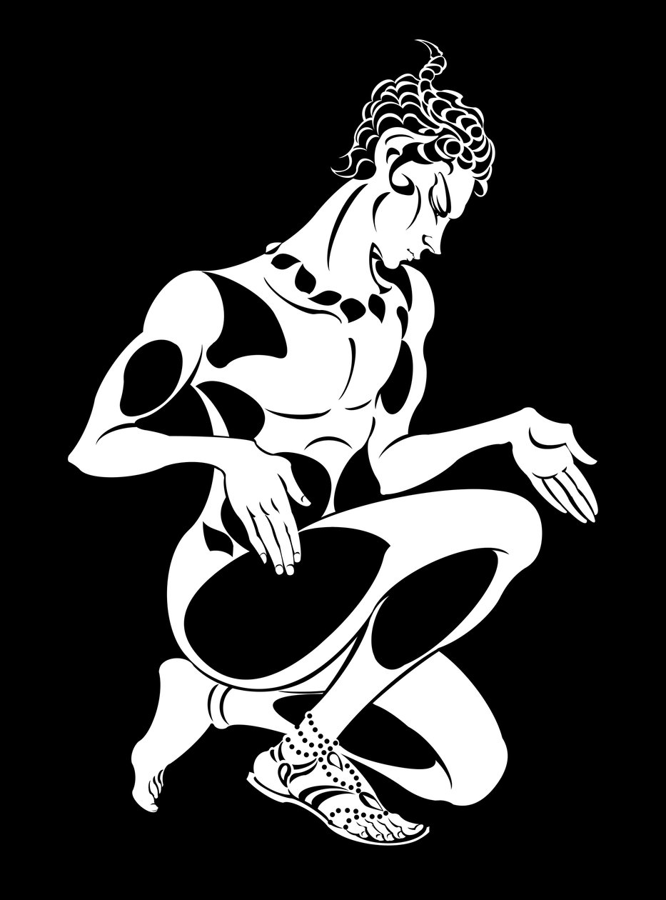 LApres-midi dun fauneの牧神としてのVaslav Nijinsky、ドビュッシー、ロシアのダンサーおよび振付家（1890-1950）、bw肖像、2004年Neale Osborne 作： ニール・オズボーン