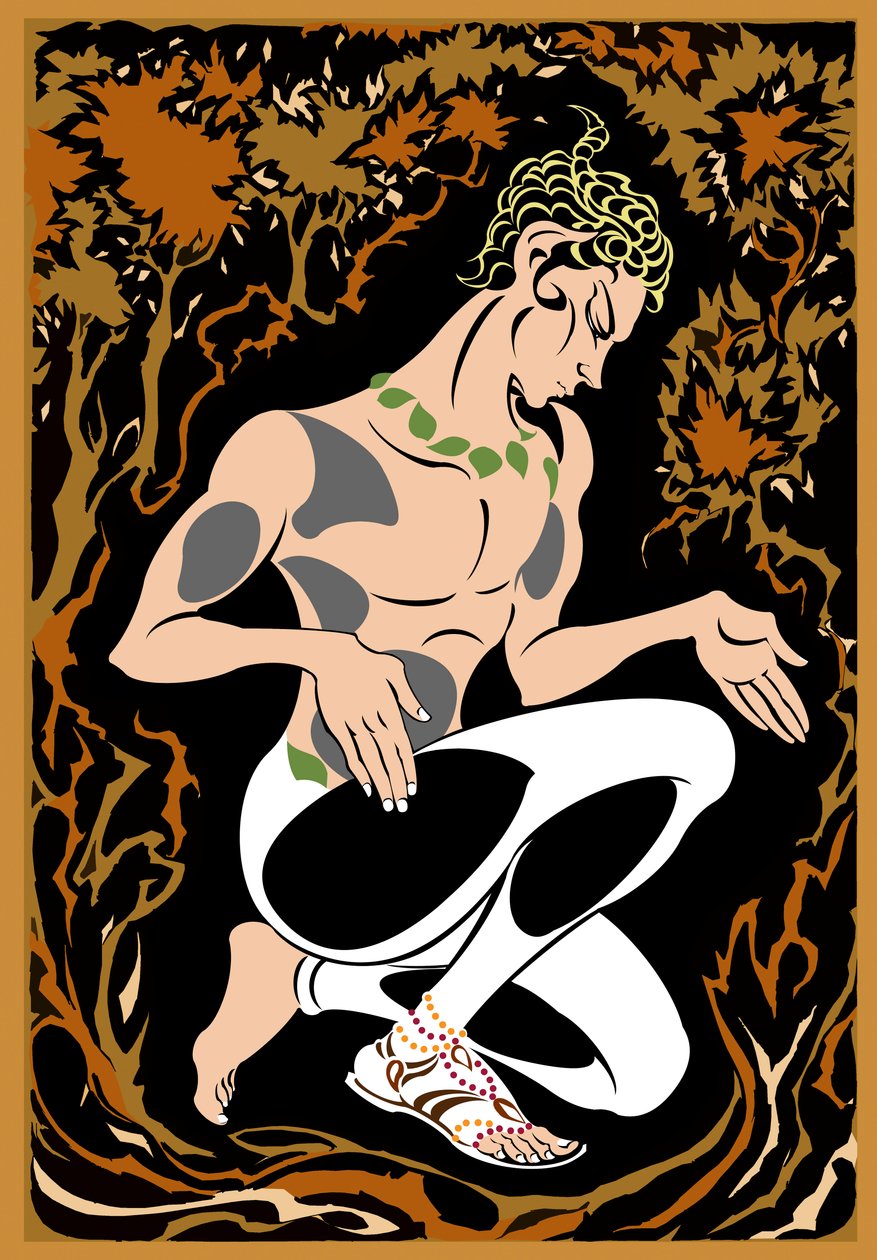 Vaslav Nijinsky、LApres-midi dun fauneの牧神として、ドビュッシー、ロシアのダンサーおよび振付家（1890-1950）、上記のカラーポスターバージョン、2004年Neale Osborne 作： ニール・オズボーン