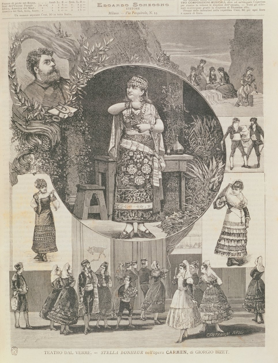 ジョルジュビゼーによるオペラ「カルメン」のイタリア制作プログラム（1838-75）1880 作： ネリ・センテナリ