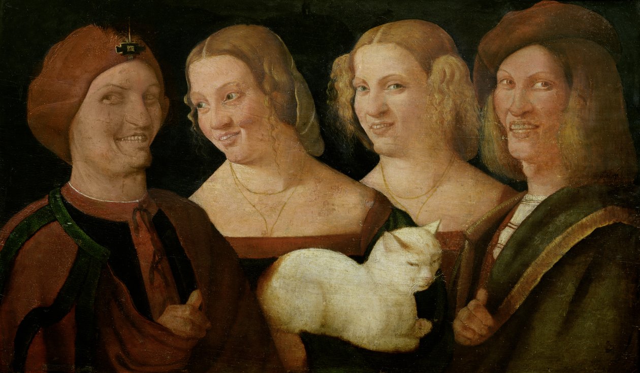 猫を見て笑う4人 作： ニッコロ・フランジパネ