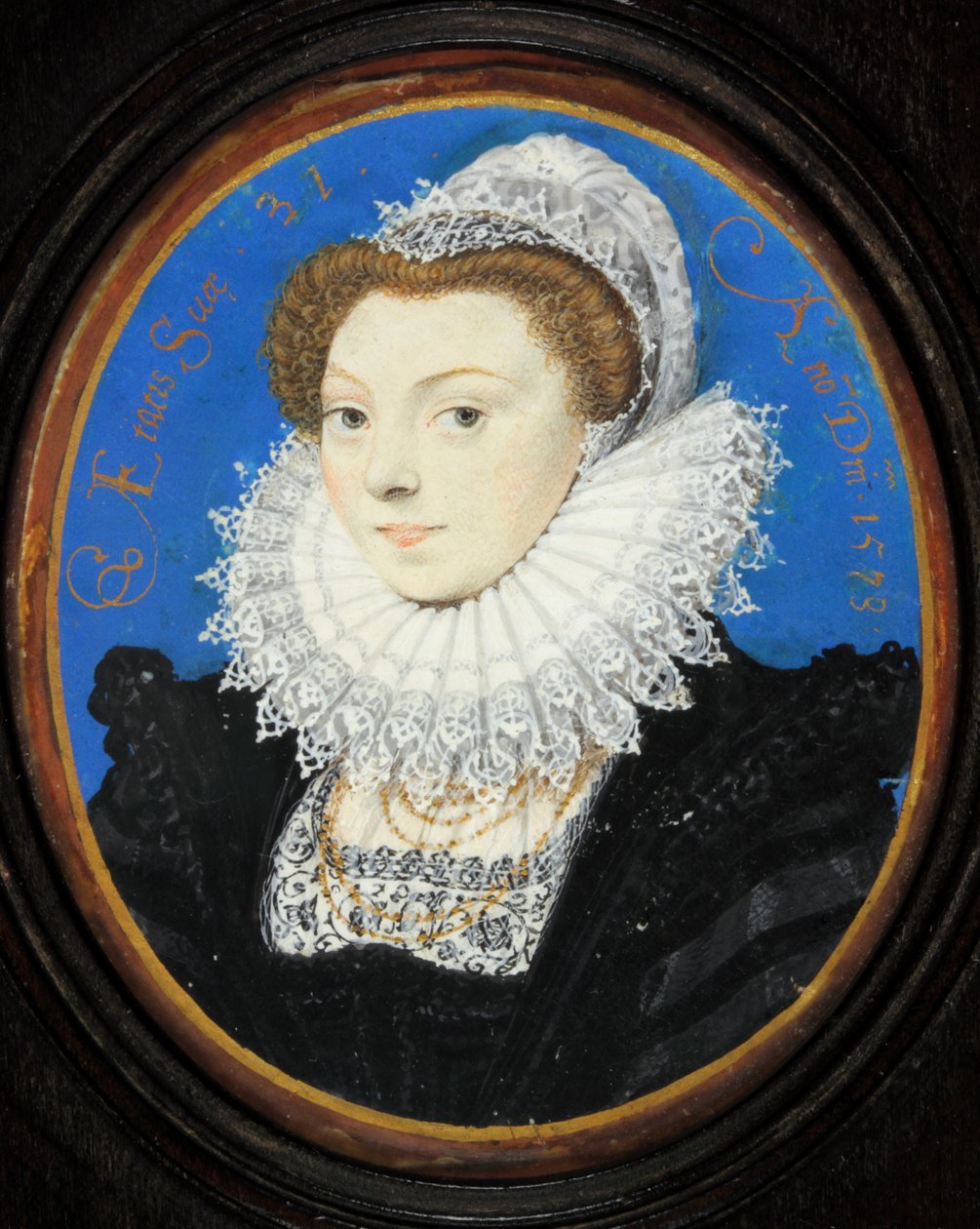 レースの帽子をかぶった未知の女性 作： ニコラス・ヒリアード