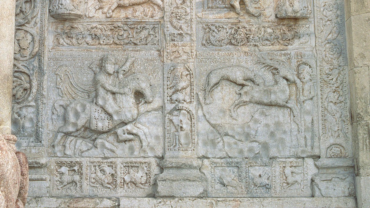 創世記、ロマネスク様式の主題のレリーフパネル、c.1120-38 102490年の石の詳細 作： ニコラス