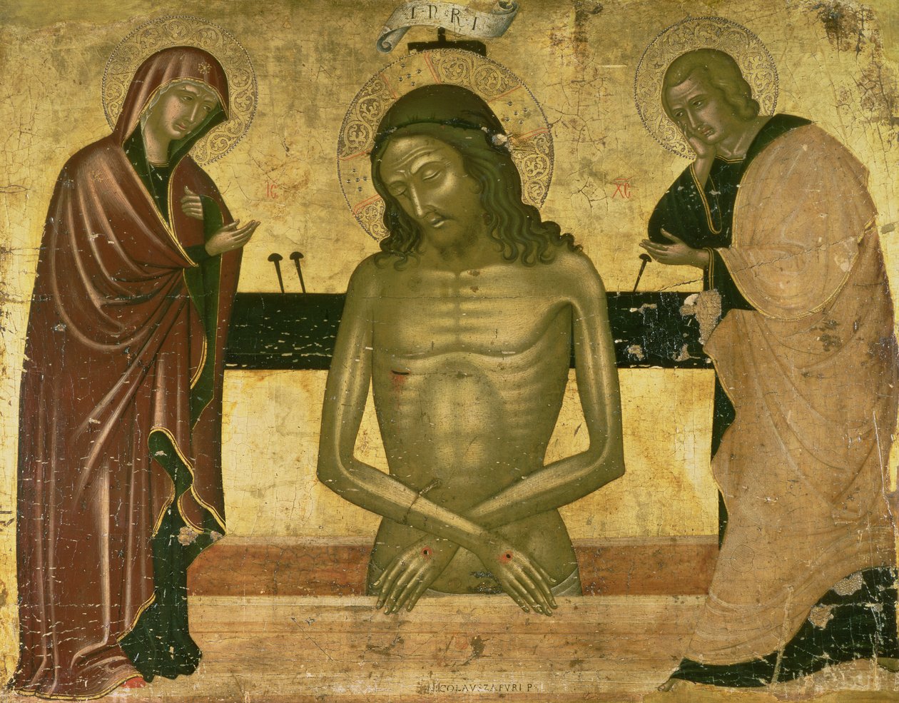 聖母と洗礼者聖ヨハネとのキリストの苦しみc.1489-93（パネル） 作： ニコラ・ザフリ