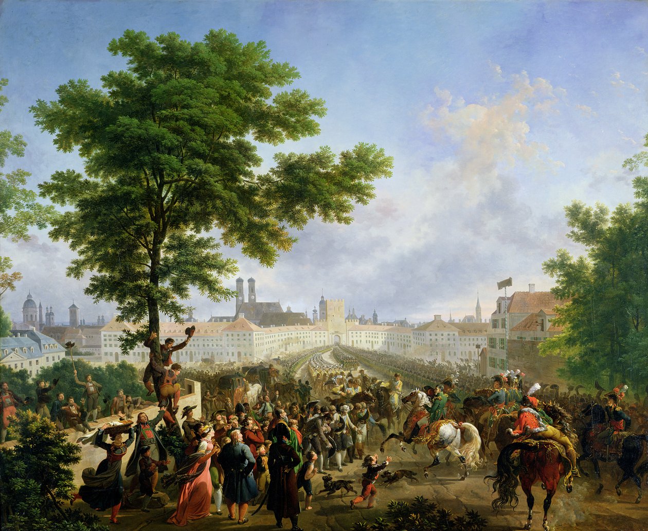 ナポレオンボナパルト（1769-1821）とフランス軍のミュンヘンへの侵入、1805年1月24日、1808年 作： ニコラス・アントワーヌ・トーネ