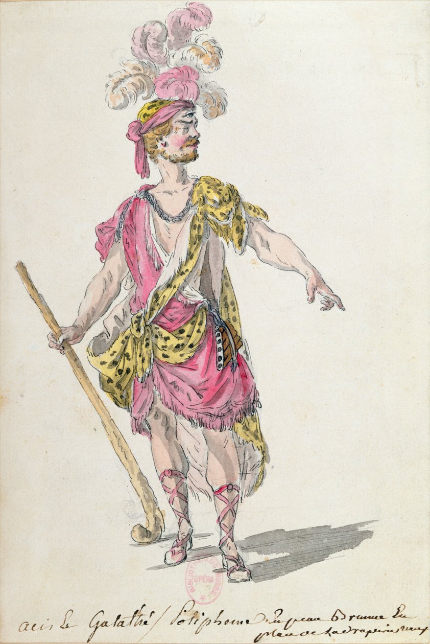 Lullyのオペラ「Acis et Galatee」（ペンとインクと紙のトイレ）の1762年パリでのパフォーマンスのための衣装デザイン 作： ニコラス・ボケ