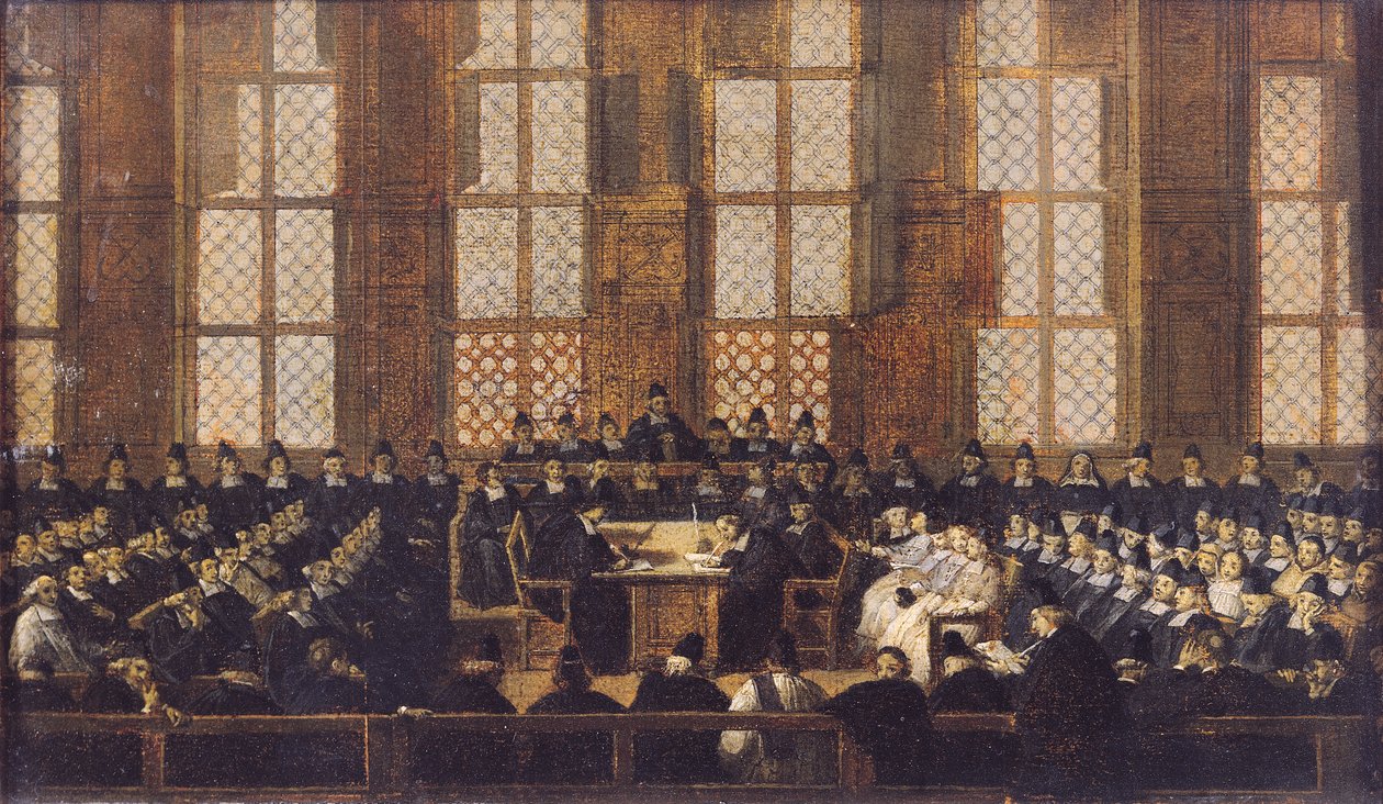 1717年3月5日、ソルボンヌ大学での反体制派司教の魅力 作： ニコラ・ヴリューゲルス