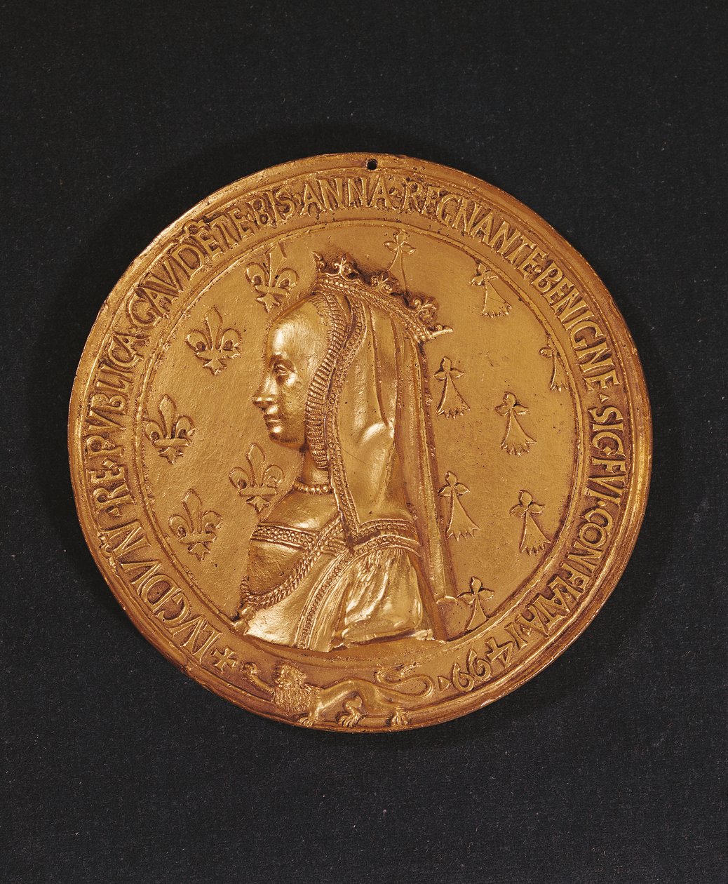アン・オブ・ブルターニュを描いたメダル（1477-1514）ブルターニュ公爵夫人、1498-1514（ブロンズ） 作： ニコラスと聖職者、Jehan de Le Clerc