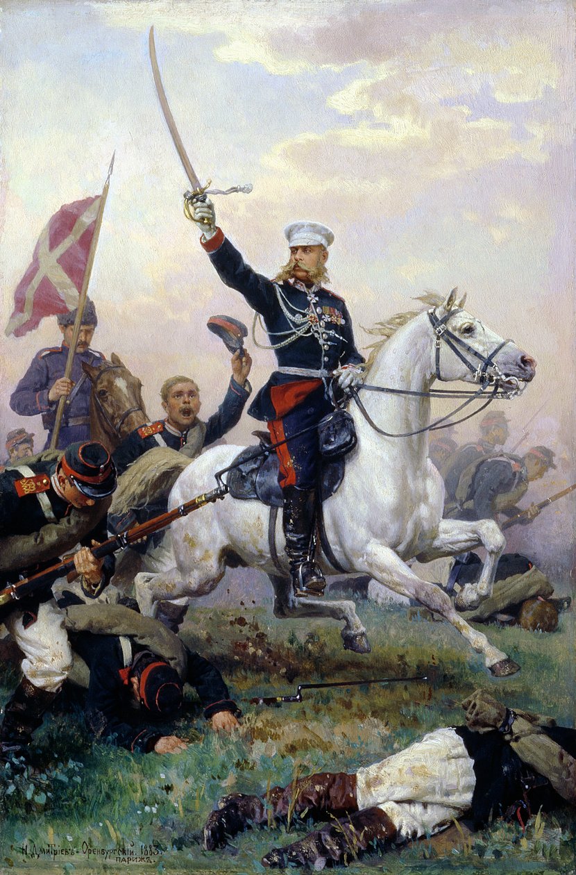 1883年のロシア-トルコ戦争におけるMDスコベレフ将軍（1843-82年） 作： ニコライ・ドミトリエヴィッチ・ドミトリエフ・オレンブルクスキー