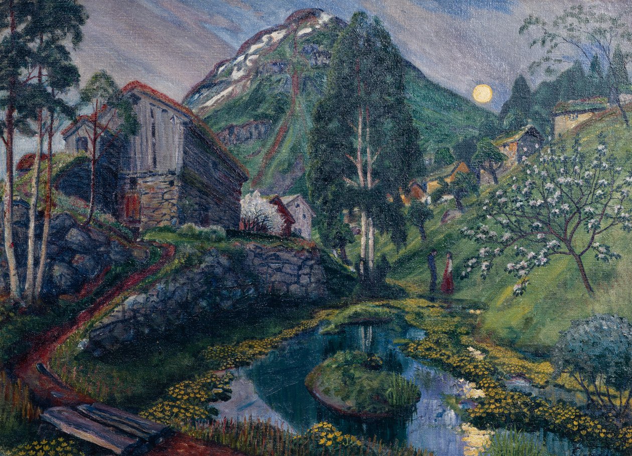 ドヴェルグ渓谷の月明かり、1915年頃（絵画） 作： ニコライ・アストラップ