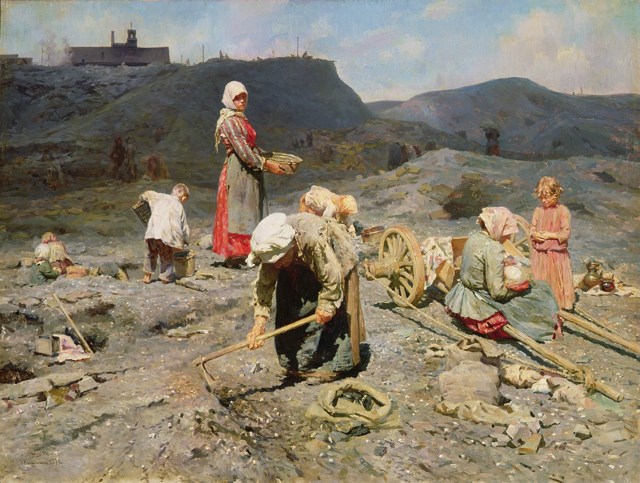 貧しい人々が枯渇した鉱山で石炭を集める、1894 作： ニコライ・アレクセーヴィチ・カサトキン