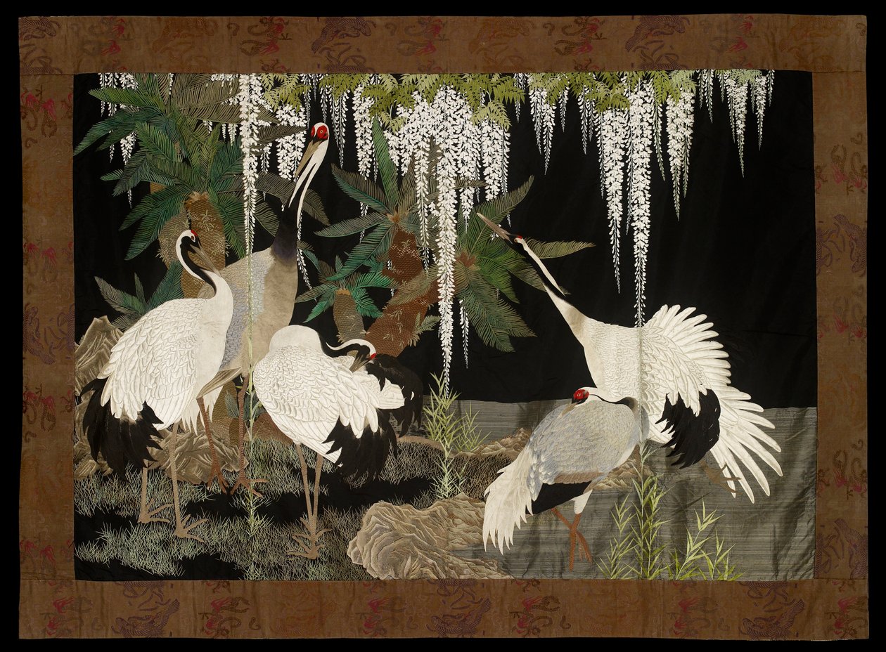 ツル、ソテツ、藤、c1905 作： 西村総左衛門