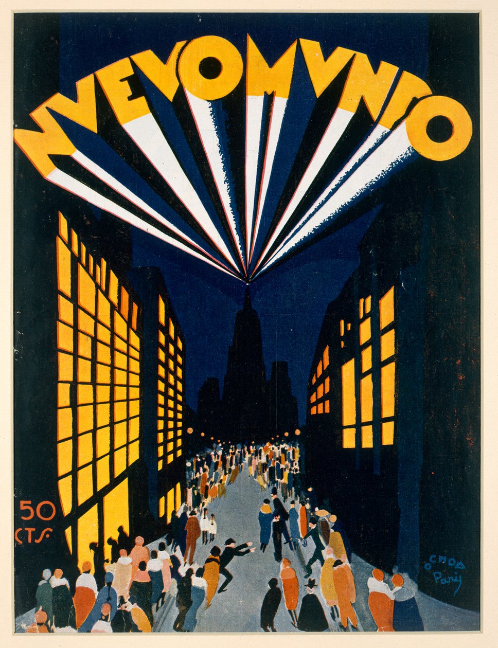 Nuovo Mondo、パリのラジオシティスタイルの会場でのポスター広告、1928年頃 作： オチョア