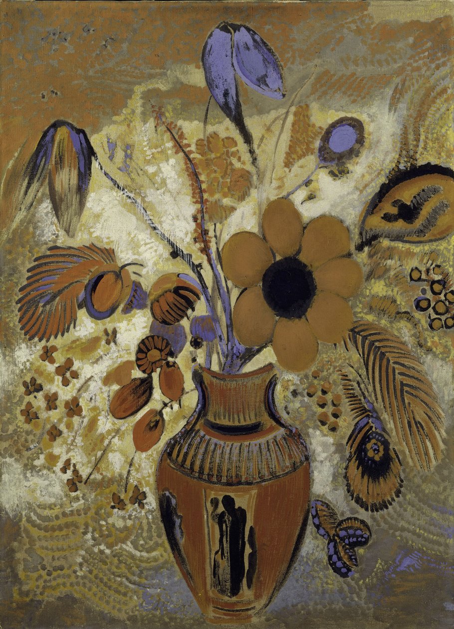 花のエトルリア花瓶、1900-10 作： オディロン・ルドン