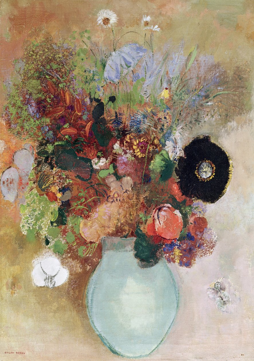 緑の花瓶の花、1910 作： オディロン・ルドン