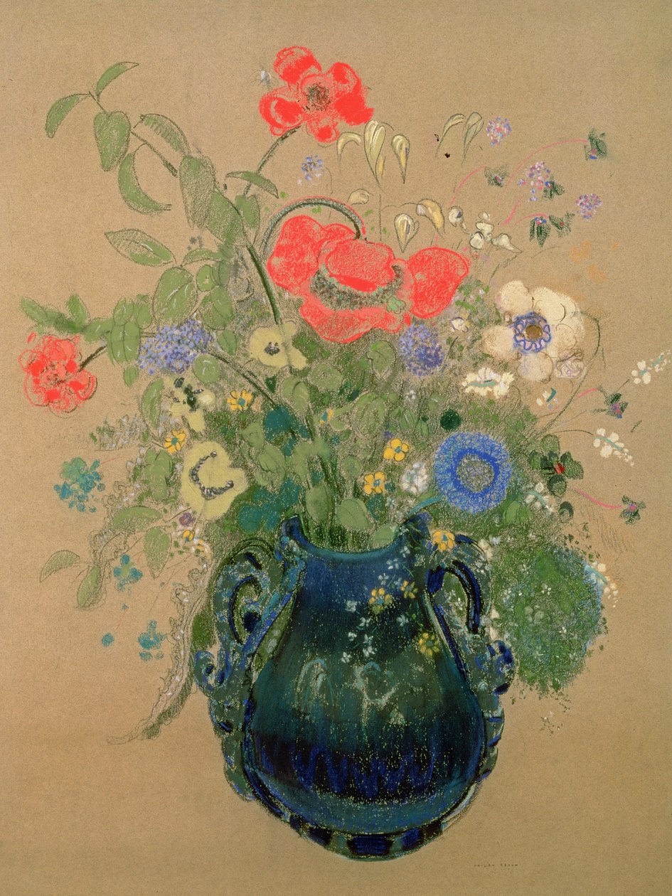 花瓶、1905-08年頃（紙にパステル） 作： オディロン・ルドン