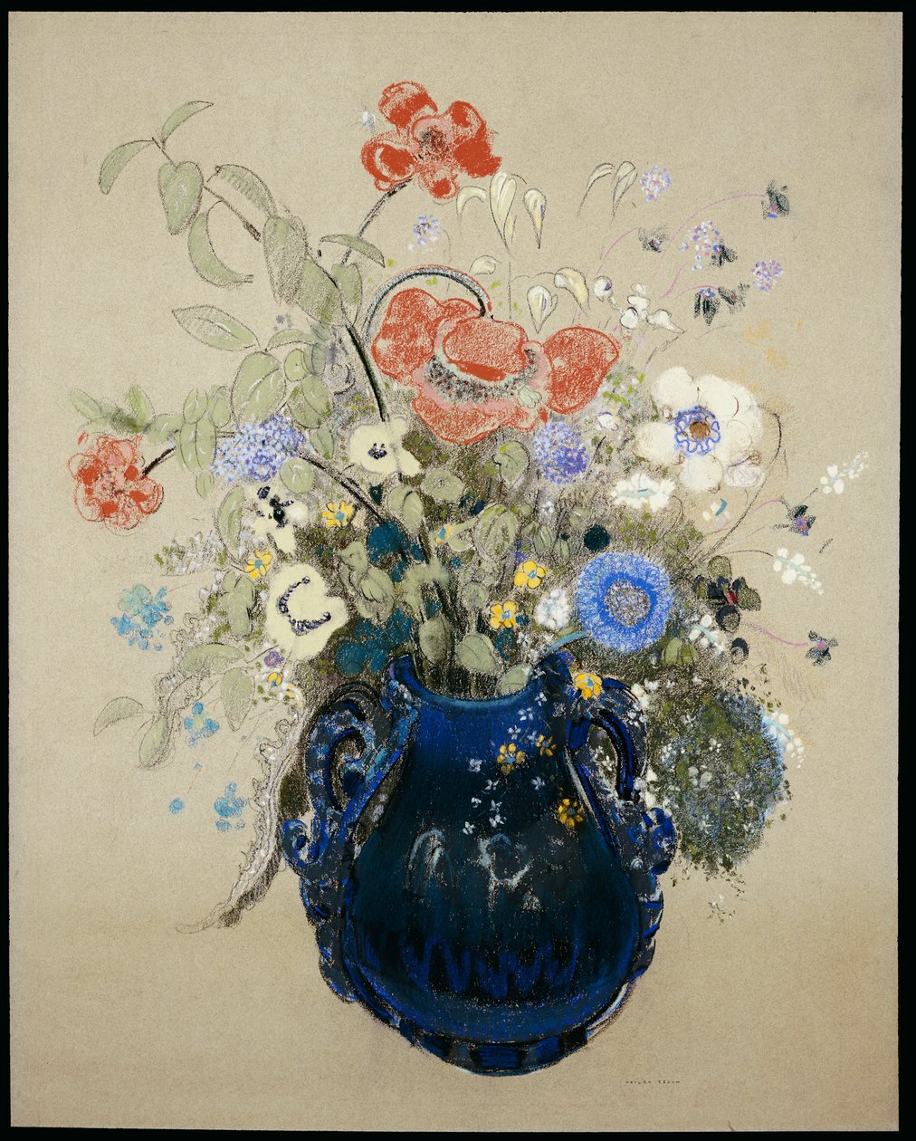 青い花の花瓶、c.1905-08 作： オディロン・ルドン