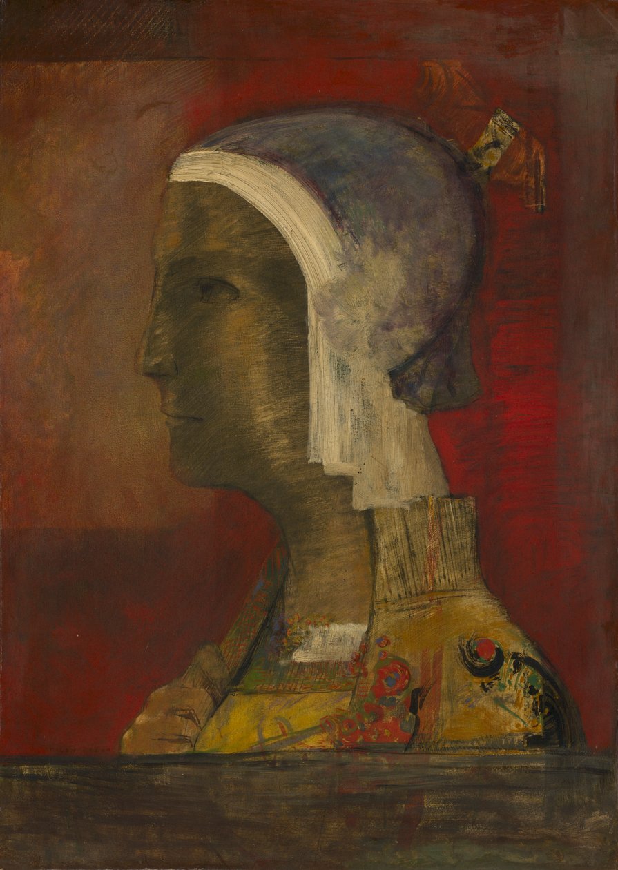 象徴的な頭、c。 1890 作： オディロン・ルドン