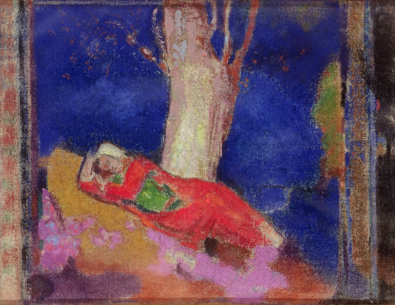 木の下で眠る女性 作： オディロン・ルドン