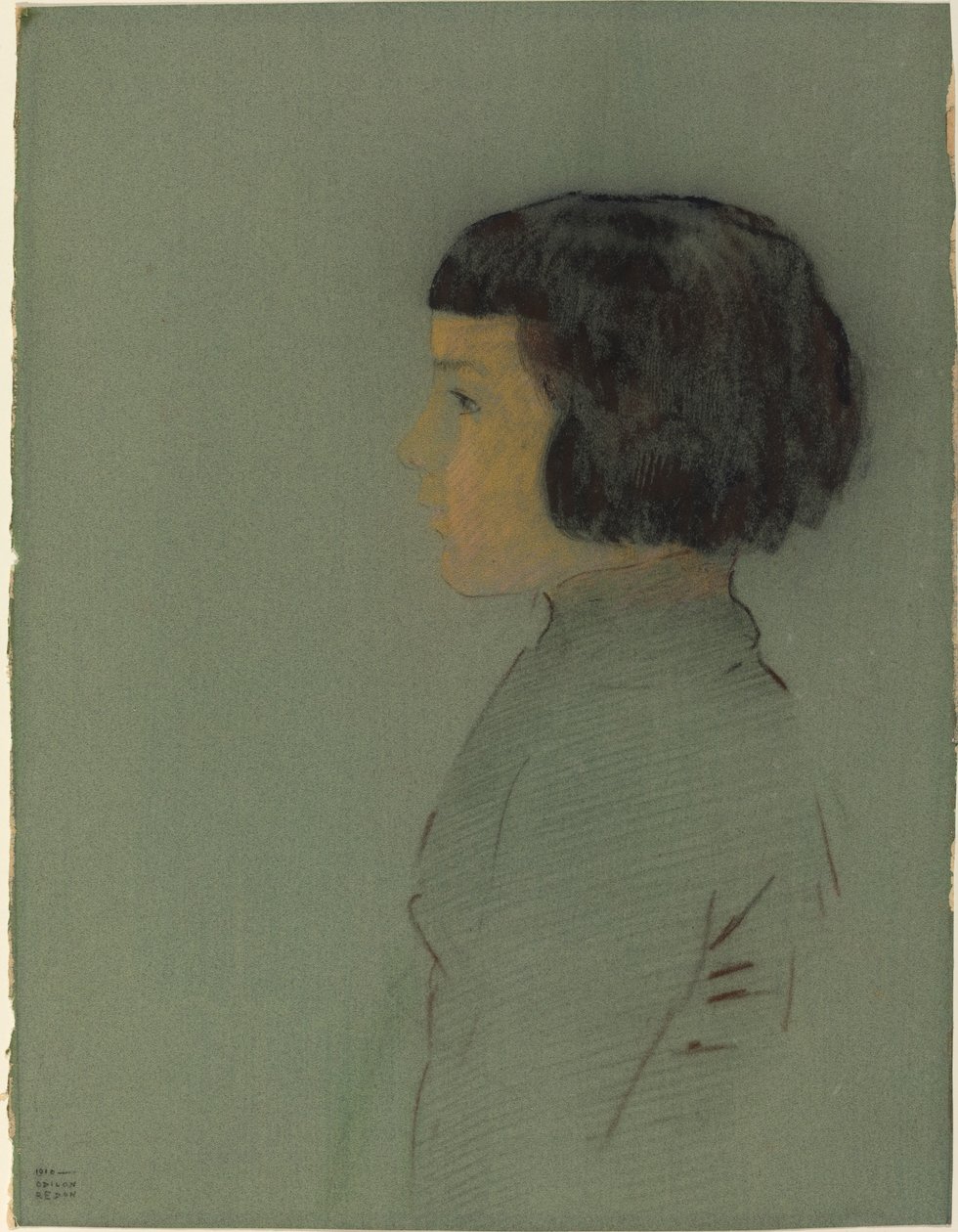 プロフィールの若い女性 作： オディロン・ルドン