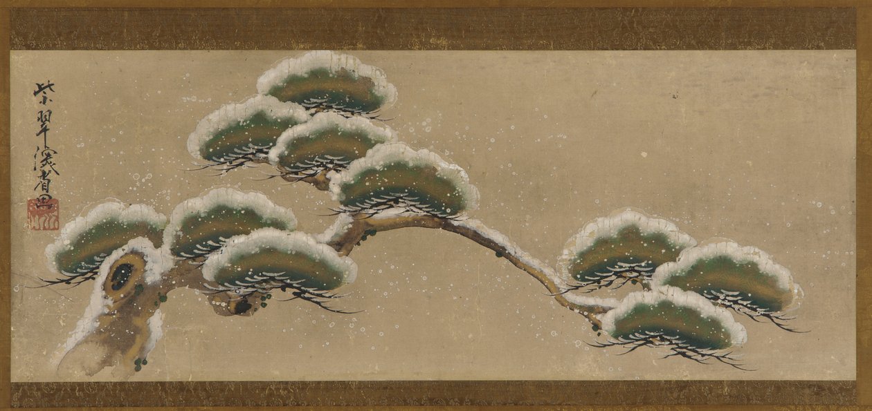 雪を積んだ松の枝、江戸時代、18 世紀。 作： 緒方健山