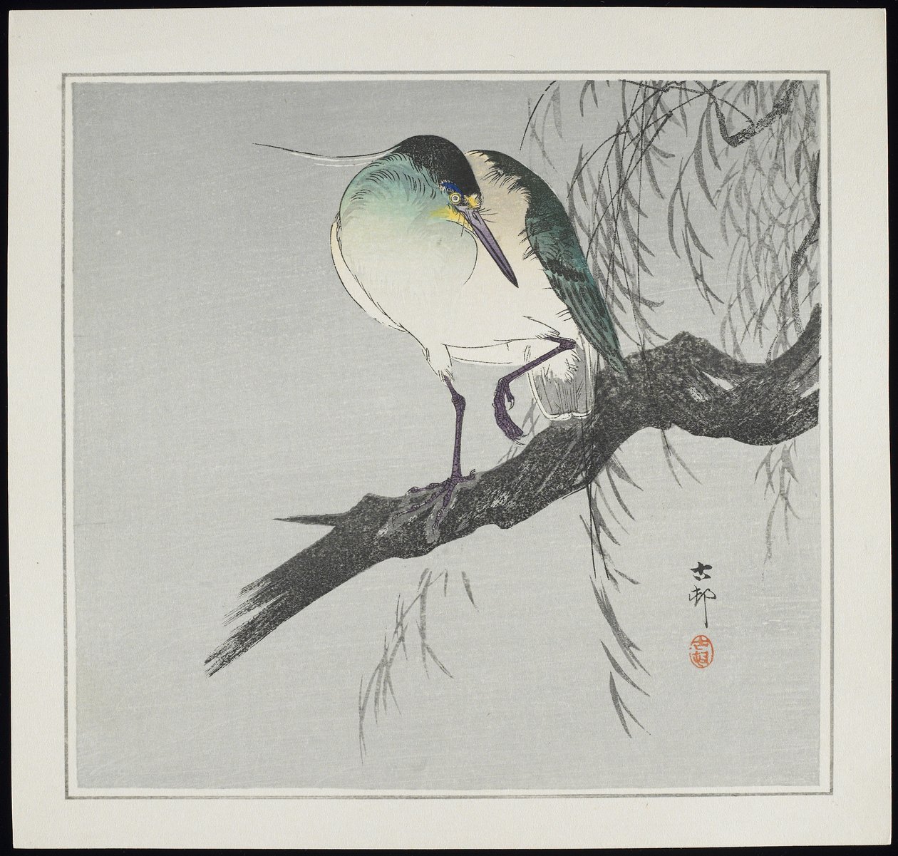 枝に咲くヘロン、1912年以前 作： 大原光子