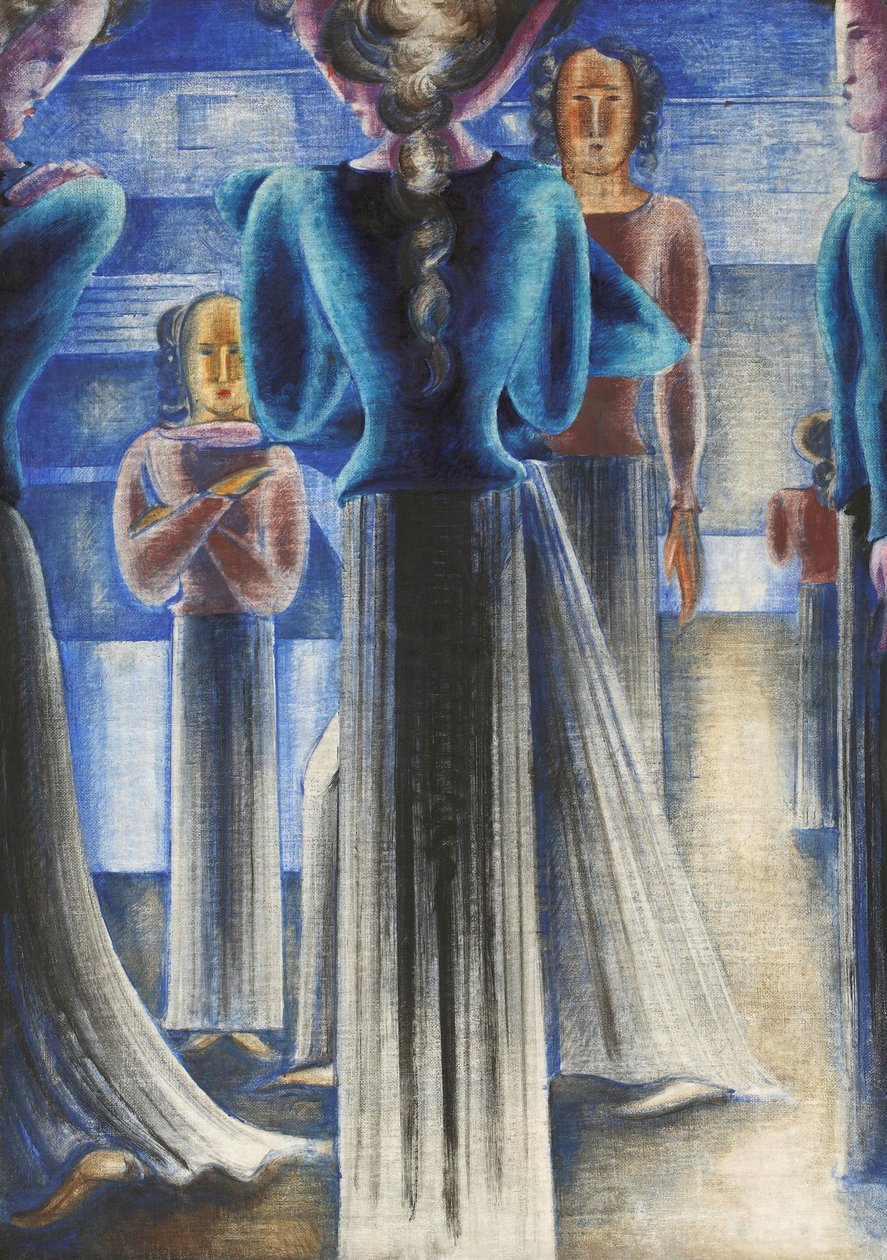 青い女性のグループ、1931年。 作： オスカー・シュレンマー