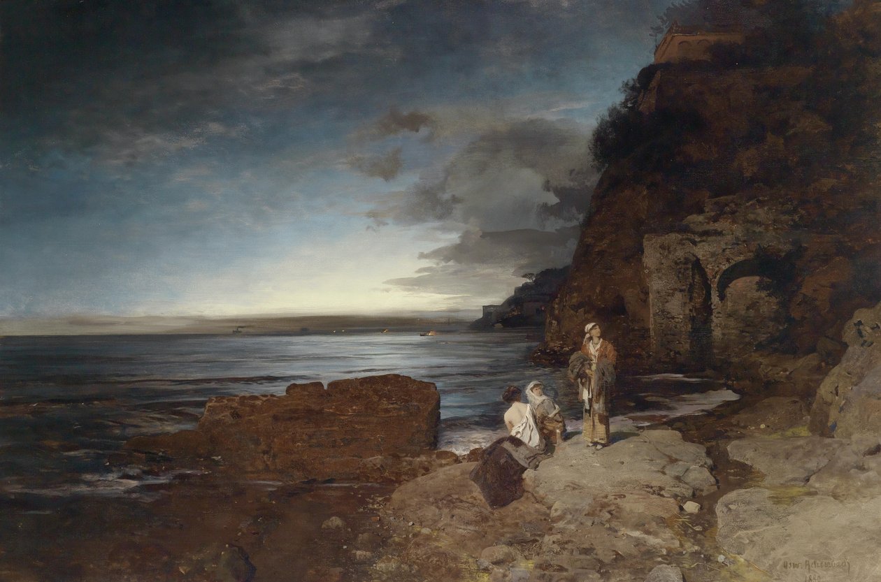 ドイツ語：海岸の夕べ 作： オズワルド・アッヘンバッハ