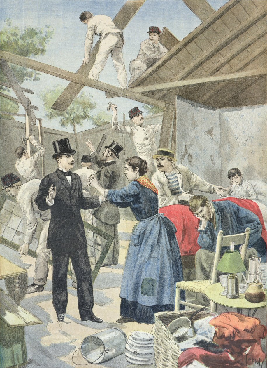 1895年6月28日の「Le Petit Journal」からのスラム街からの貧困層の追放 作： オズワルド・トファニ