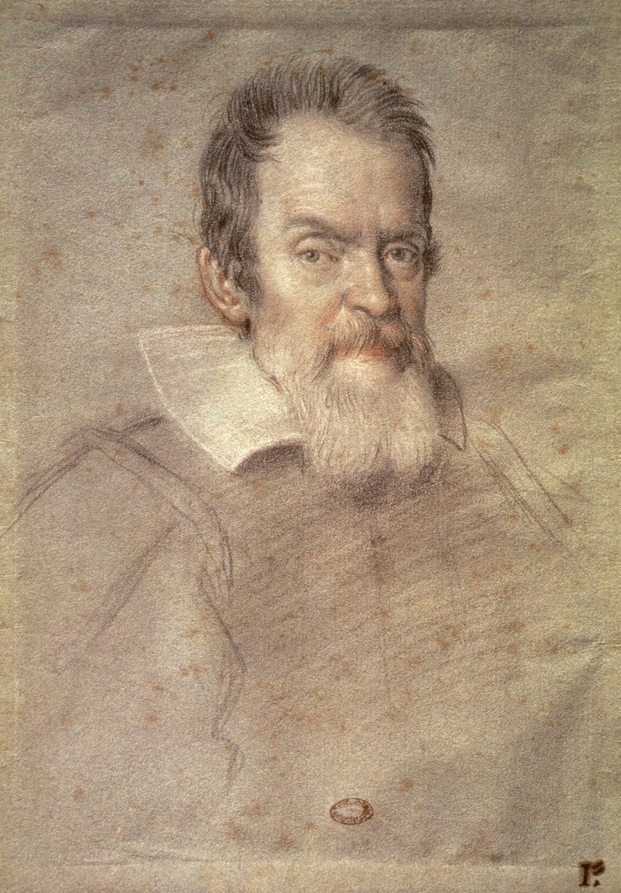 ガリレオ・ガリレイの肖像（1564-1642）天文学者と物理学者（デッサン） 作： オッタヴィオ・マリオ・レオニ