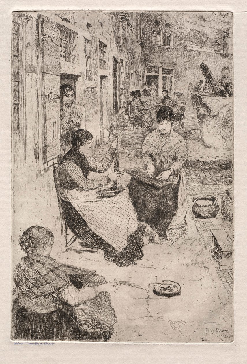 ベニスのエッチング：ビーズストリンガー、1882年。 作： Otto H. Bacher