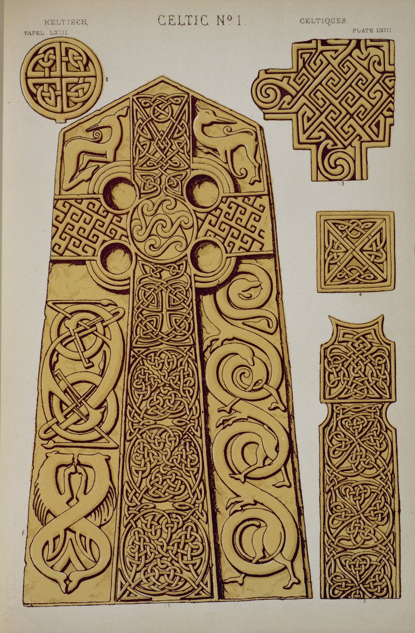 セルティックオーナメント、第XV章、 &39;Grammar of Ornament&39; 1868からのプレートLXIII 作： オーウェン・ジョーンズ