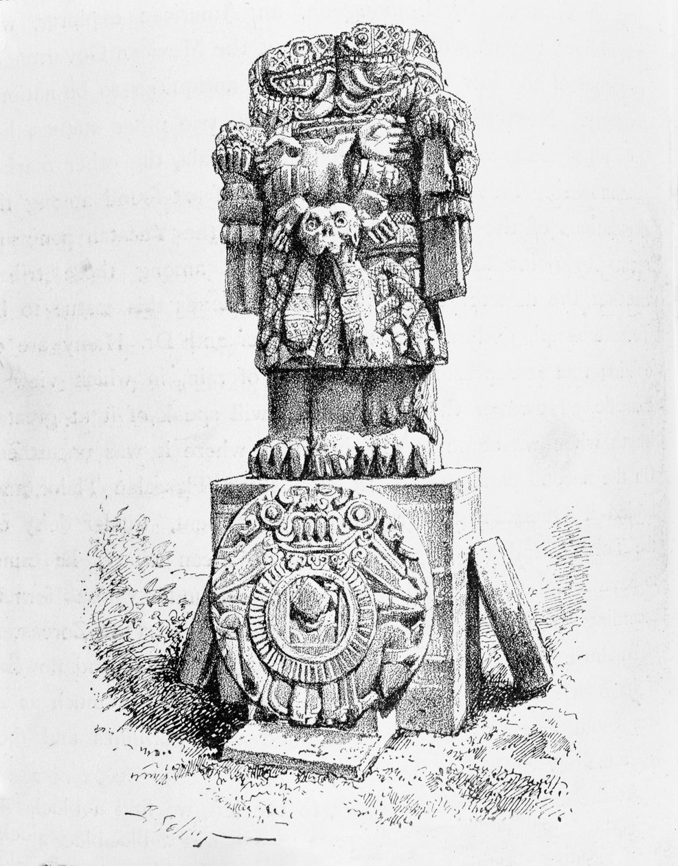 クロードジョセフデザイアシャルネの「新世界の古代都市」からの女神のコートリケの像、パブ。 1887年（97320を参照） 作： P.セリエ