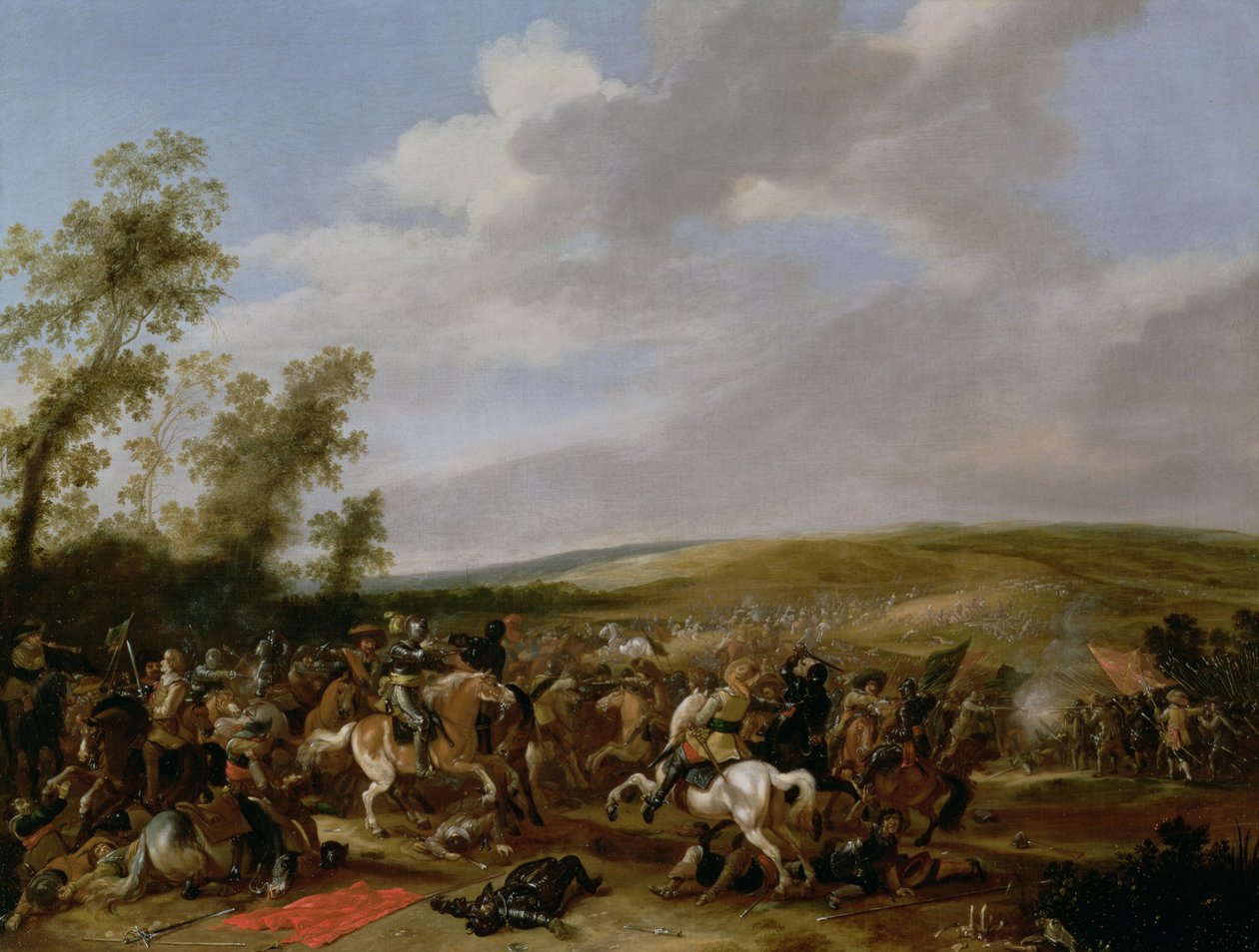 1632年、ヴァレンシュタインの軍隊とスウェーデンのグスタフアドルフス王の戦いのシーン 作： アントニー・パラメデス