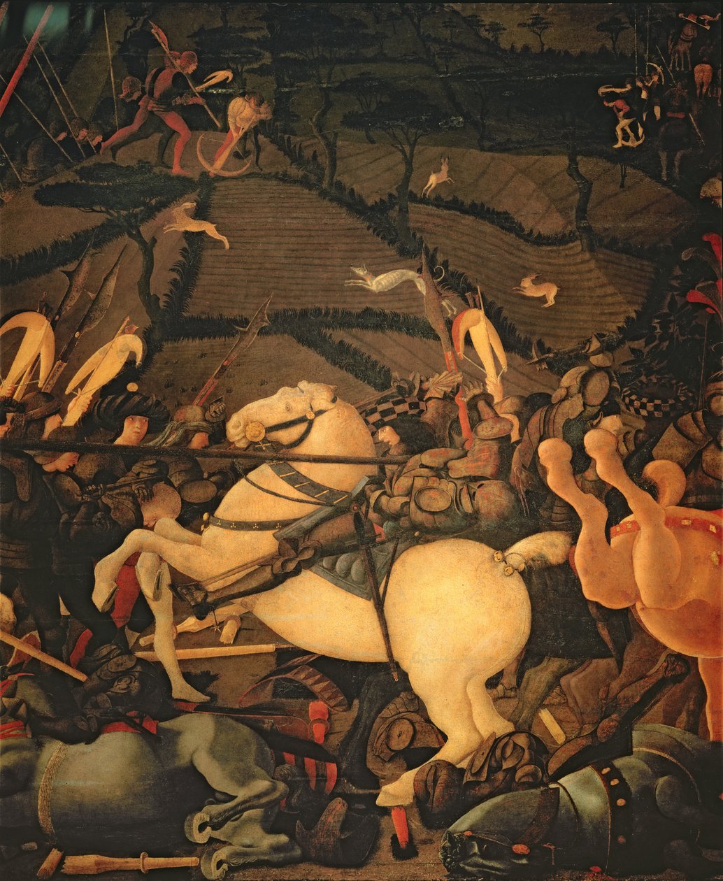 1432年のサンロマーノの戦い、1456年頃（パネル上のテンペラ）（162335および31574も参照） 作： パオロ・ウチェッロ