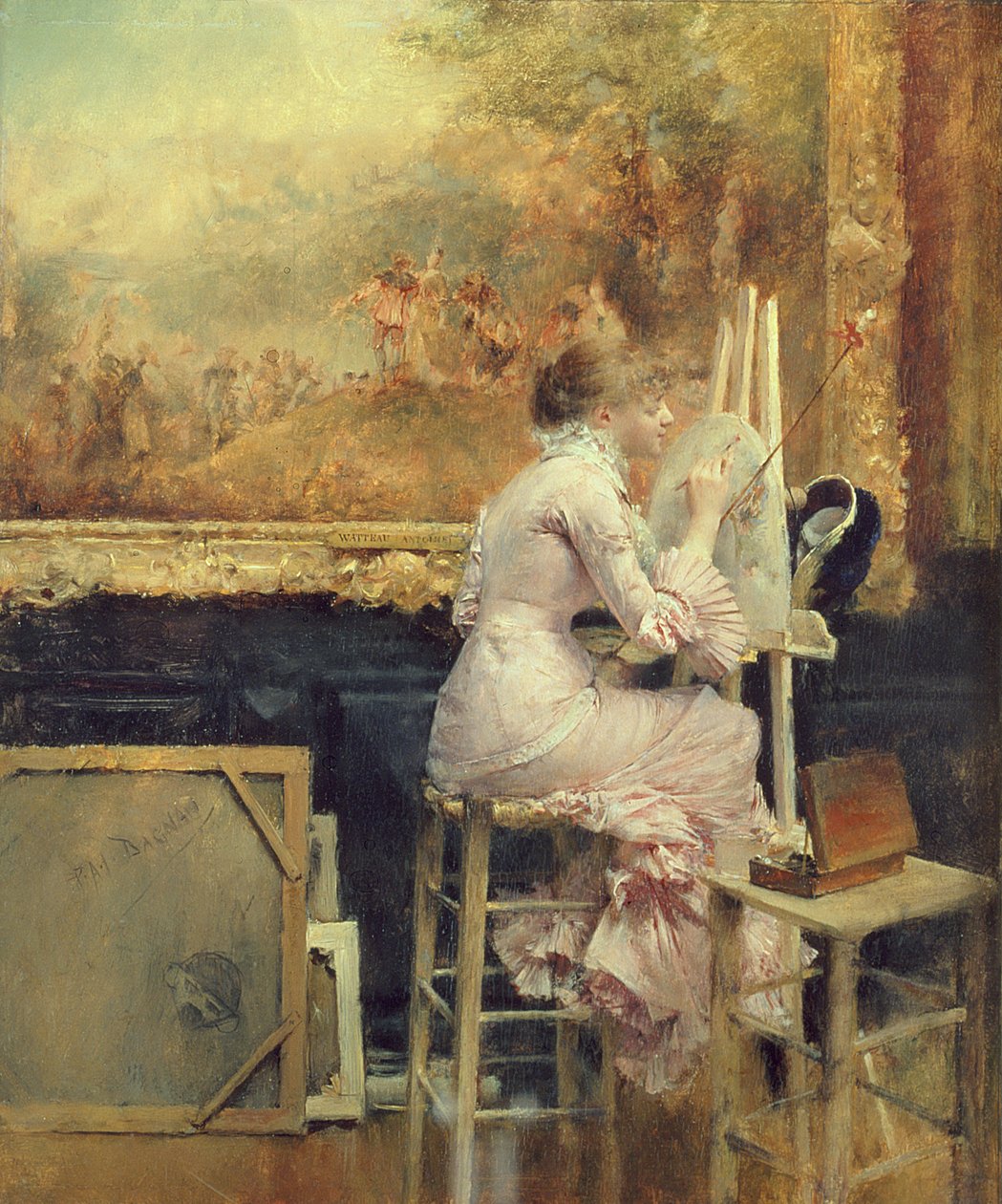 ルーヴル美術館の若き水彩画家、1891年 作： パスカル・アドルフ ジャン・ダニャン・ブーベレ
