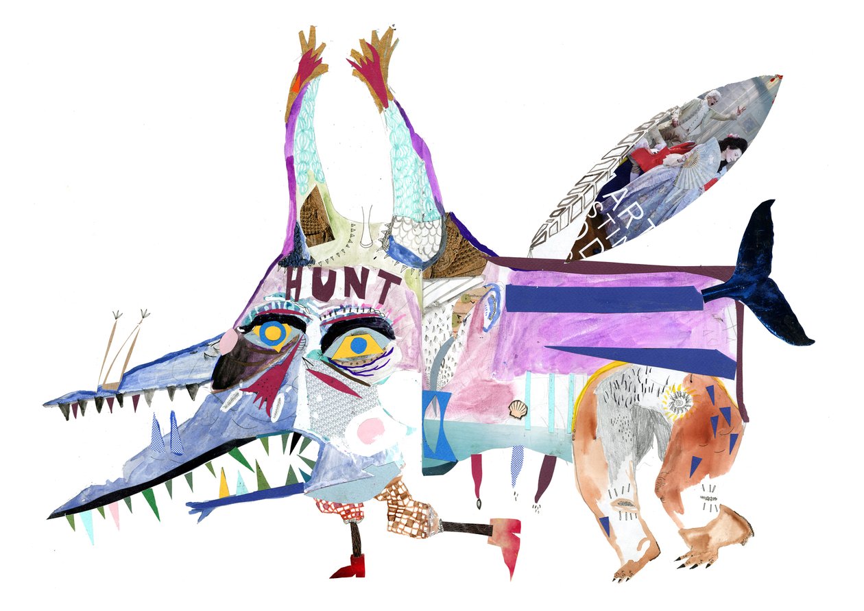 オイル・モンスター, 2011 （コラージュと水彩画） 作： パット・マクドナルド