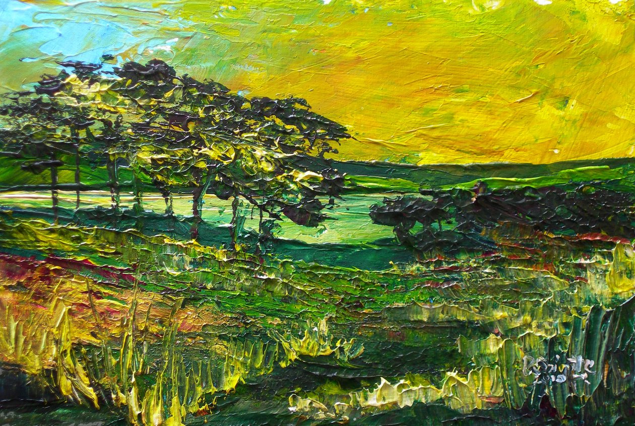 Vers L&39;Etang de Miragoane、2010年（木にアクリル） 作： パトリシア・ブリントル
