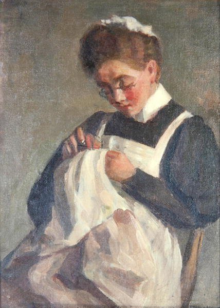The Sewing Maid（油彩・キャンバス） 作： パティ・マヨール