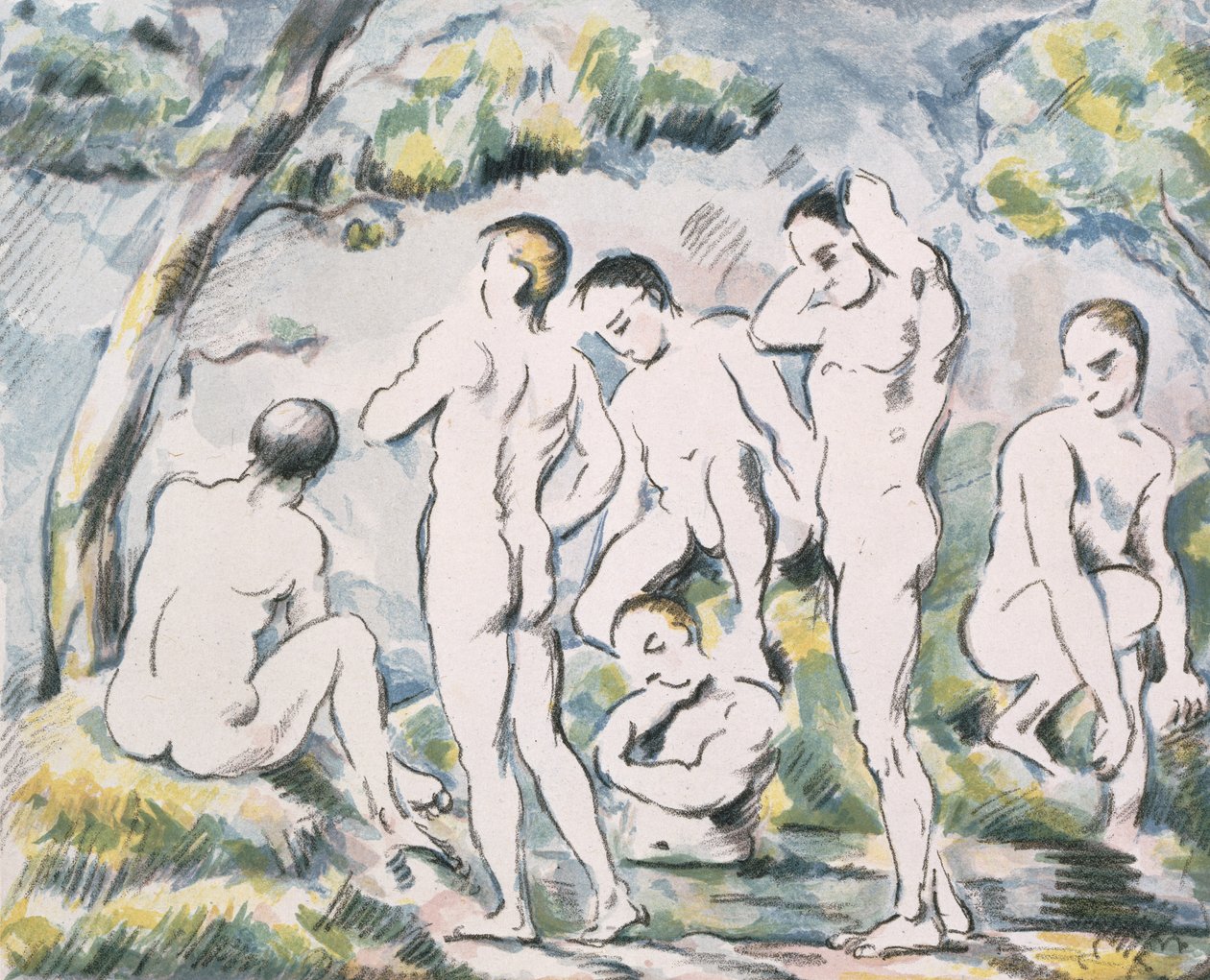 風景の中の入浴者、1898 作： ポール・セザンヌ